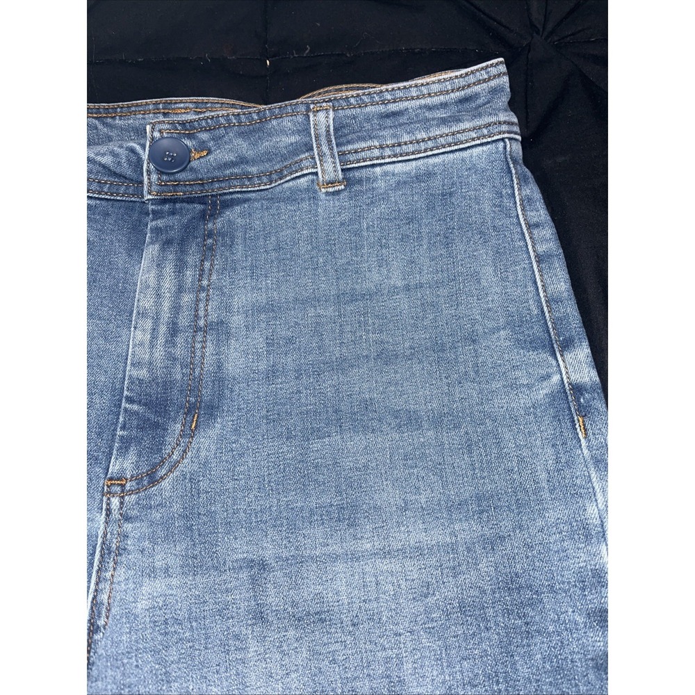 Oat NY Jean Powder Light 10/30 Distressed Hem Bell Bottom Wide Leg High Rise - Picture 3 of 8